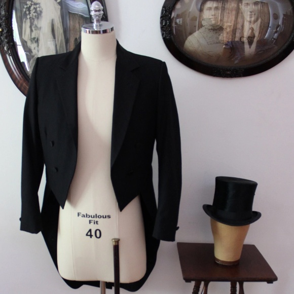 1970's 80's Lord West Black Pinstripe Tailcoat - Picture 1 of 9